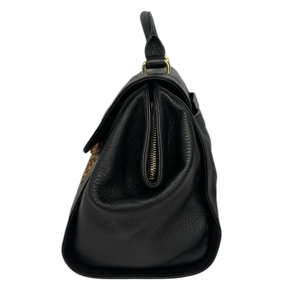 Vera Bradley Stella Mini Satchel Women's Leather Cheetah Black Shoulder Bag -New